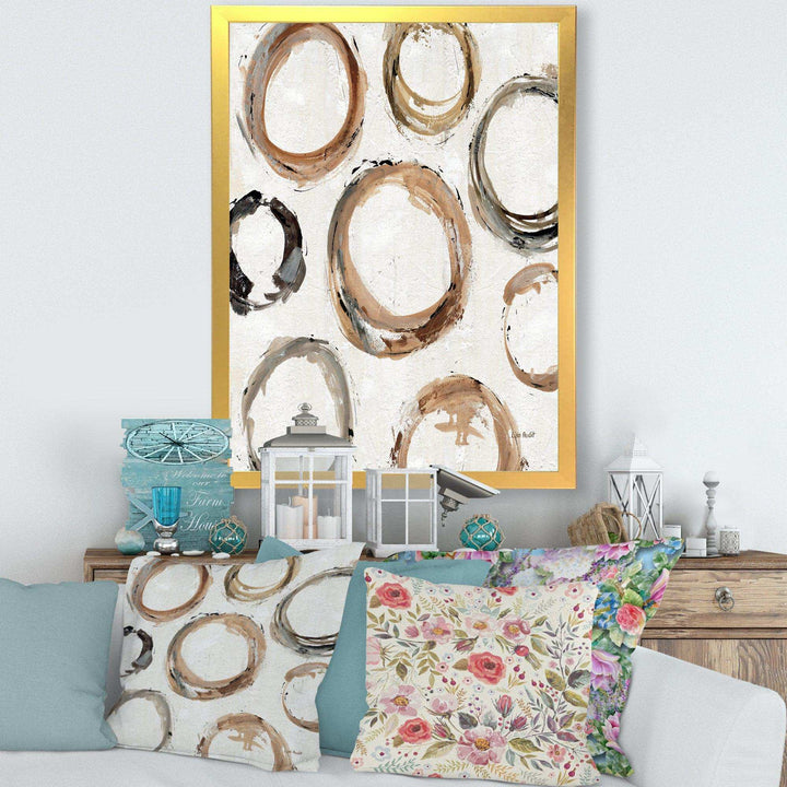 Geometric Circle Natural Balance I - Mid-Century Modern Living Room Wall Decor