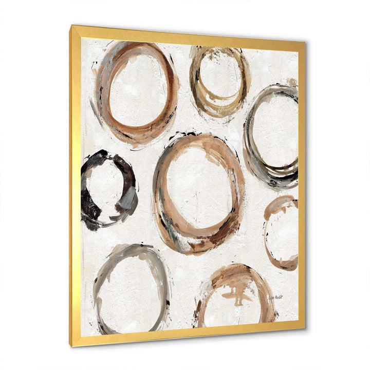 Geometric Circle Natural Balance I - Mid-Century Modern Living Room Wall Decor