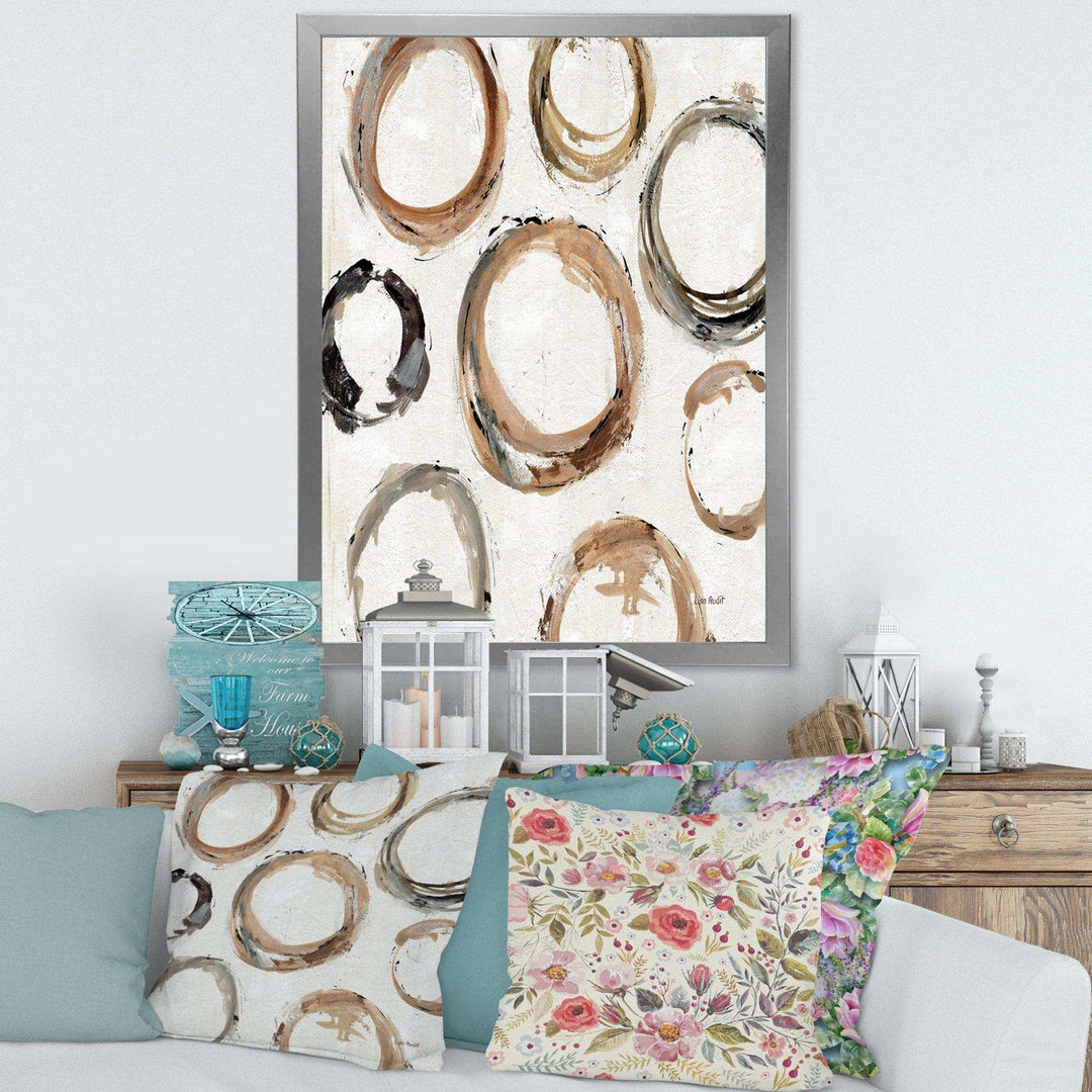 Geometric Circle Natural Balance I - Mid-Century Modern Living Room Wall Decor