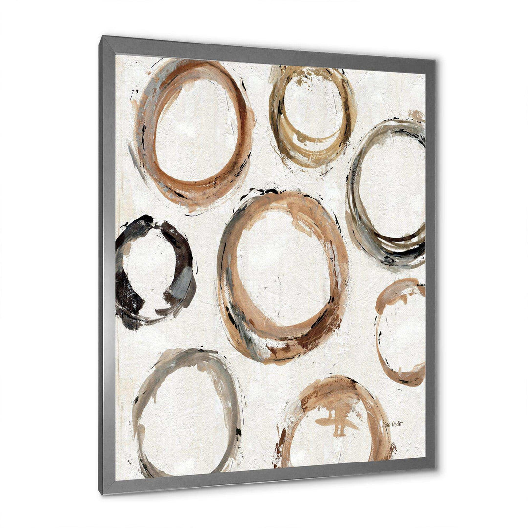 Geometric Circle Natural Balance I - Mid-Century Modern Living Room Wall Decor