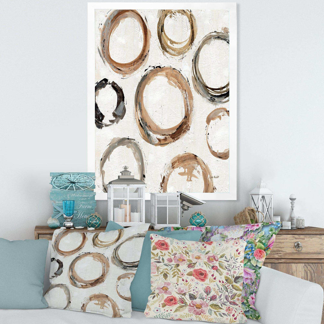 Geometric Circle Natural Balance I - Mid-Century Modern Living Room Wall Decor