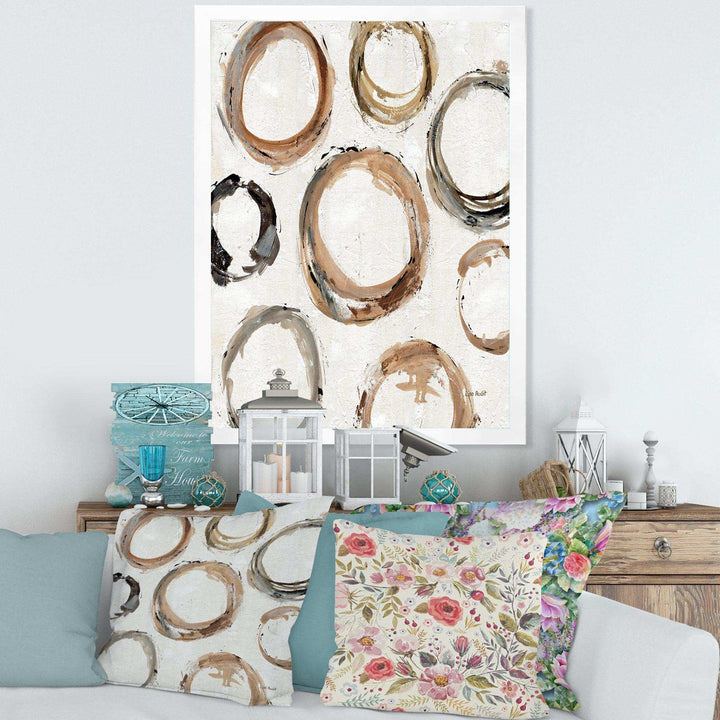 Geometric Circle Natural Balance I - Mid-Century Modern Living Room Wall Decor