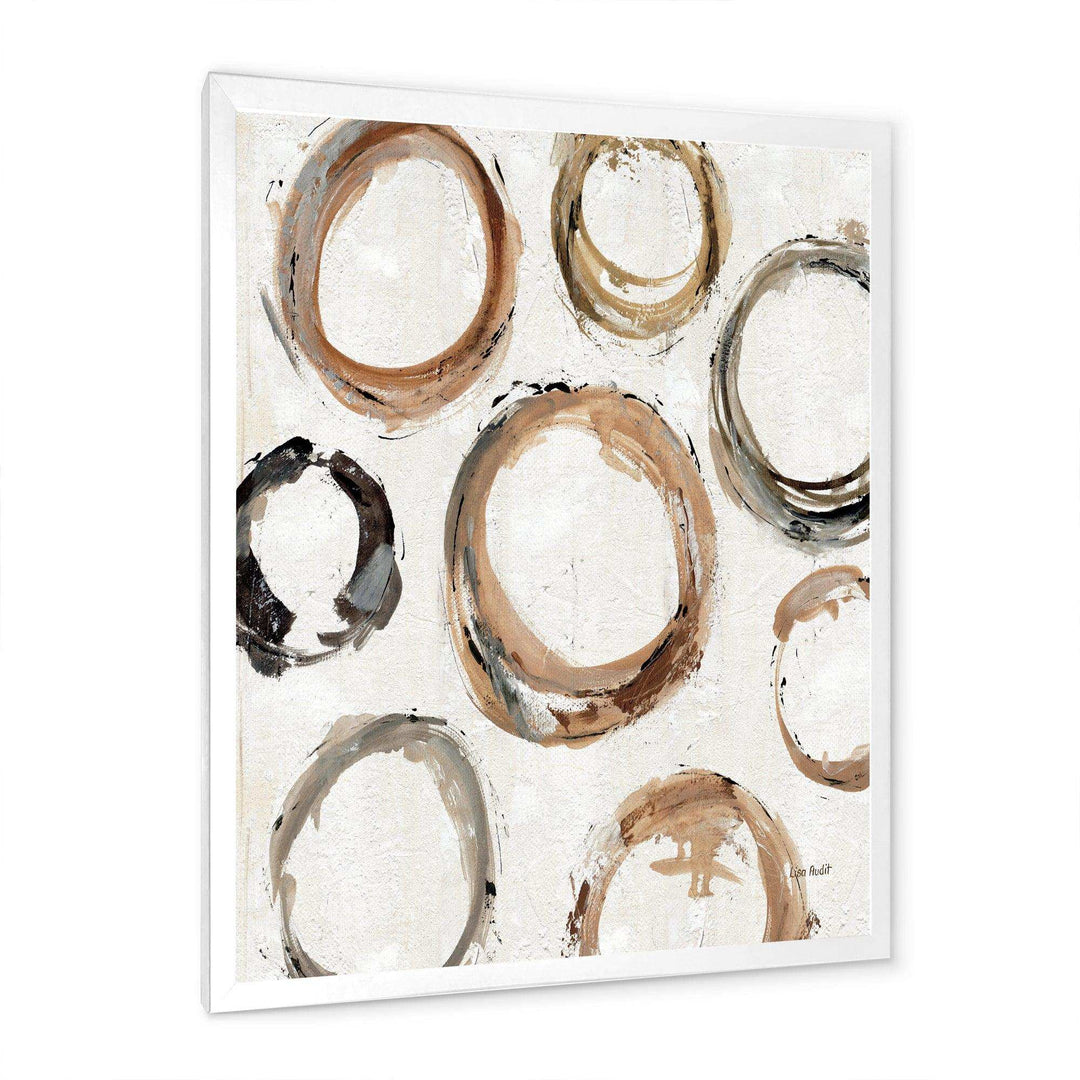 Geometric Circle Natural Balance I - Mid-Century Modern Living Room Wall Decor