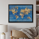 Golden Blue World Map