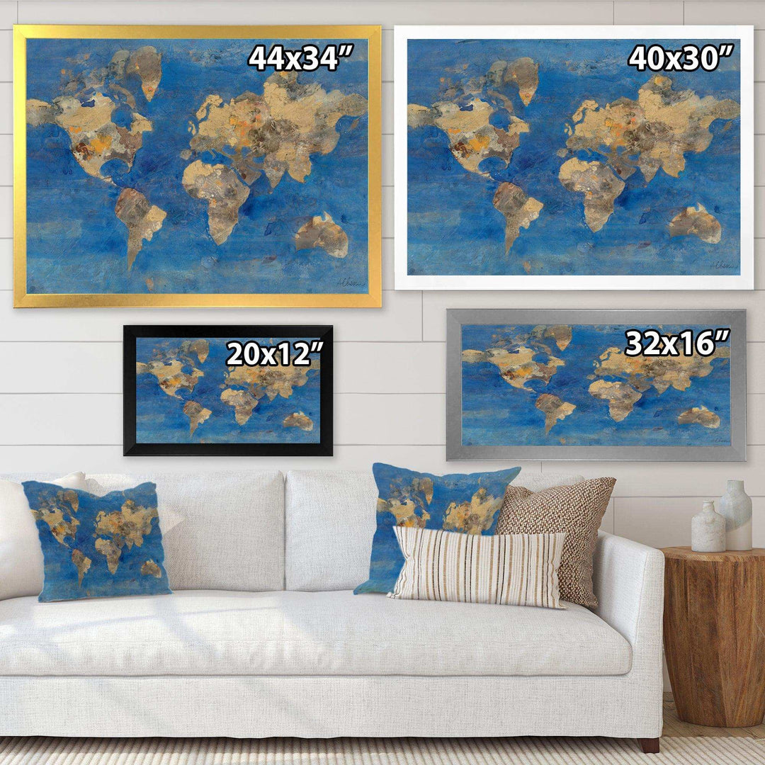 Golden Blue World Map