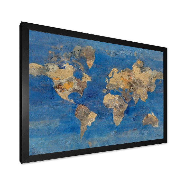 Golden Blue World Map