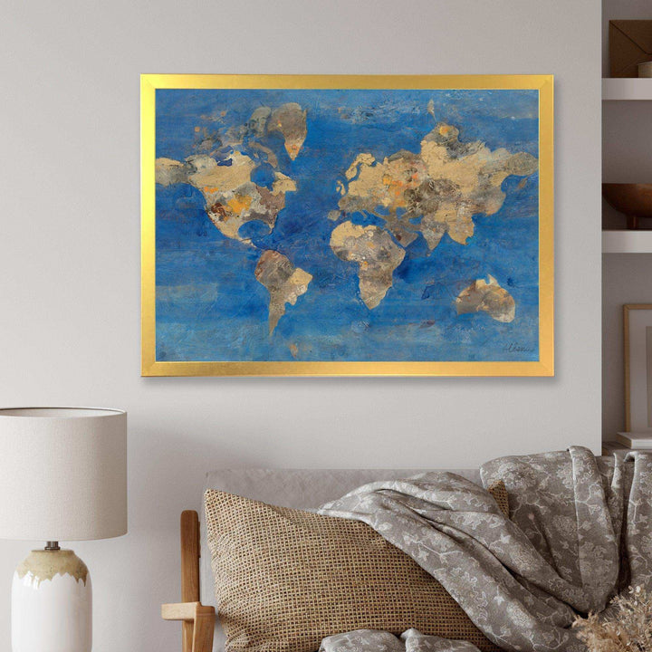 Golden Blue World Map