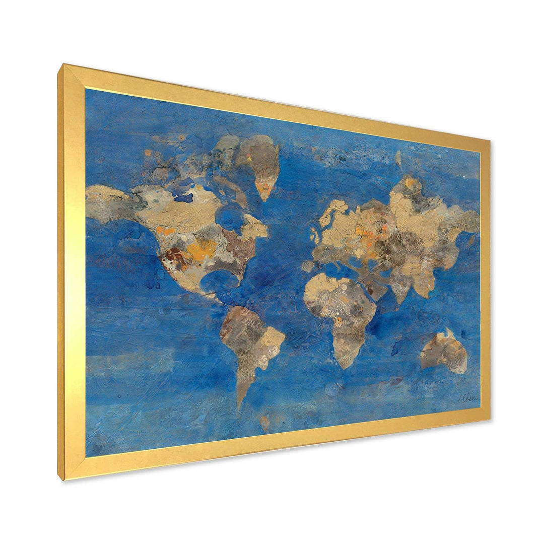 Golden Blue World Map