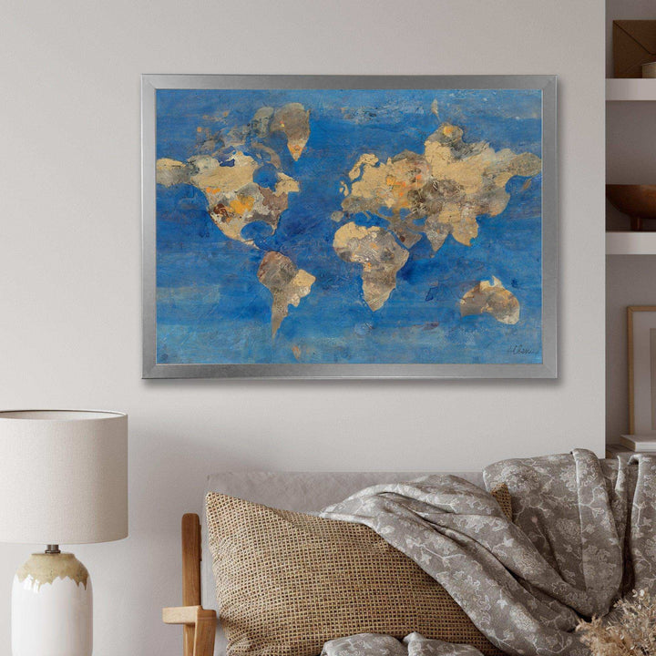Golden Blue World Map
