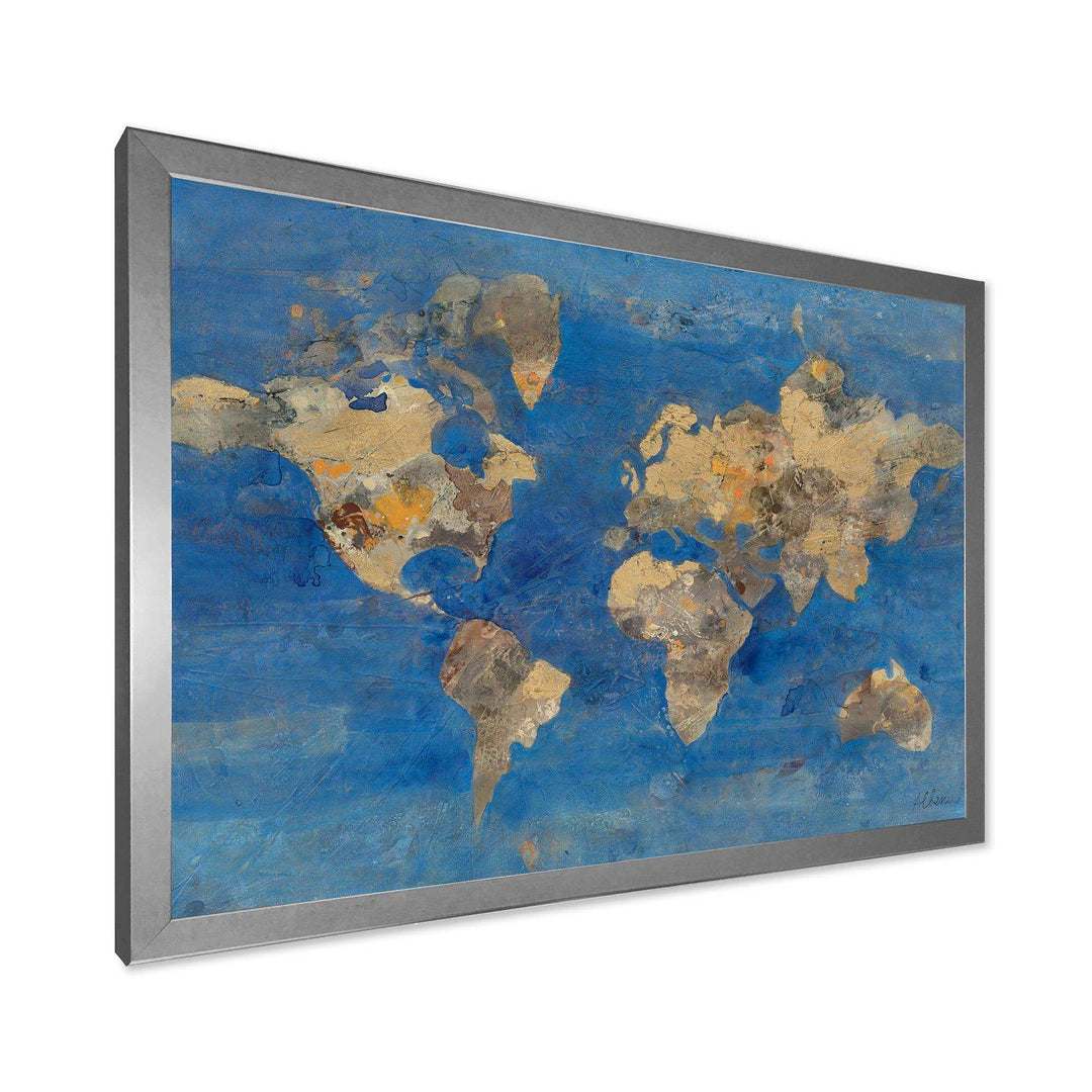 Golden Blue World Map