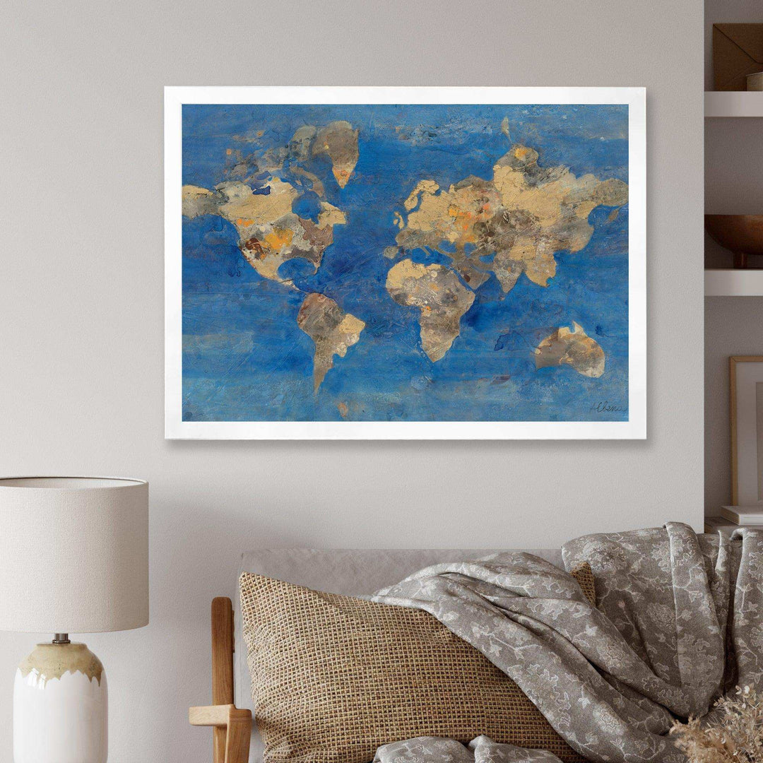 Golden Blue World Map
