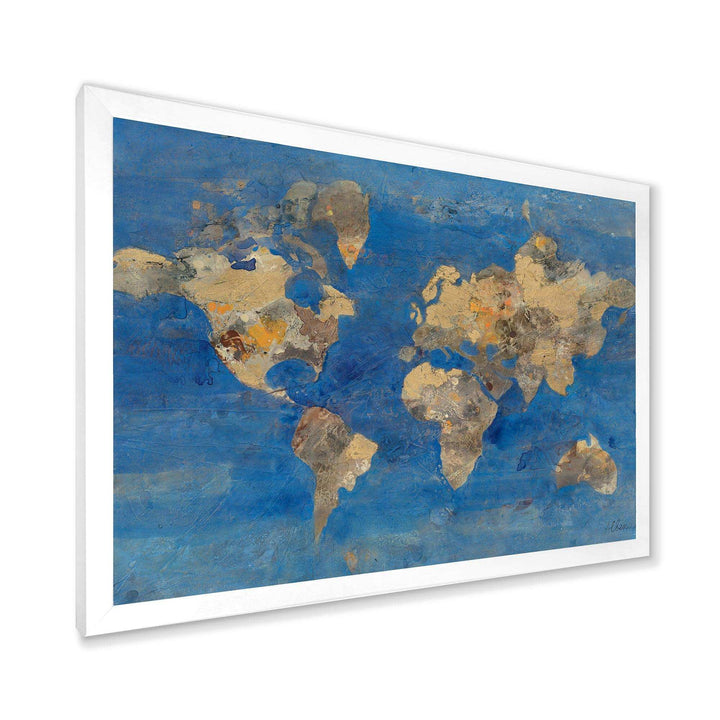 Golden Blue World Map