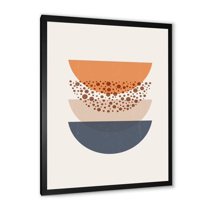 Abstract Sun &amp; Moon Geometrics In Blue &amp; Orange Framed Print Vibrant Black - 1.5" Width