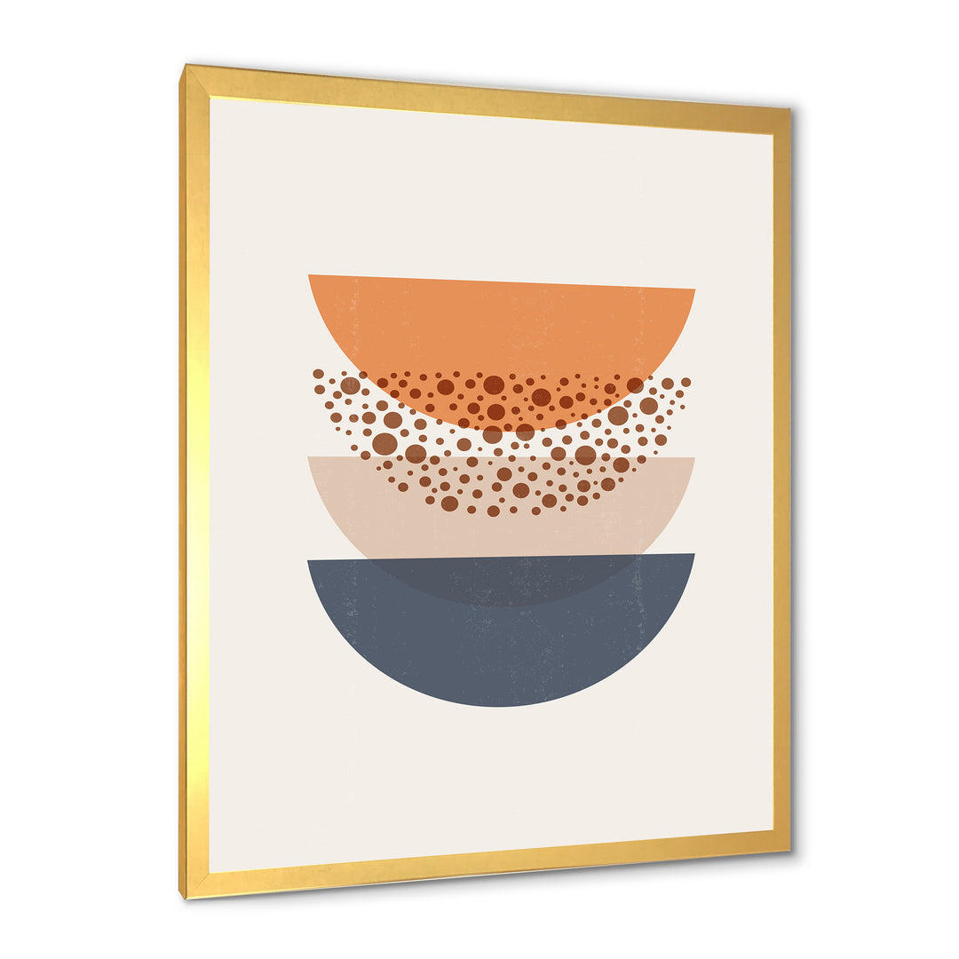 Abstract Sun &amp; Moon Geometrics In Blue &amp; Orange Framed Print Vibrant Gold - 1.5" Width