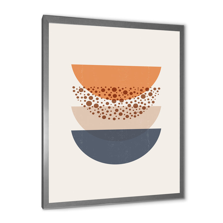 Abstract Sun &amp; Moon Geometrics In Blue &amp; Orange Framed Print Matte White - 1.5" Width