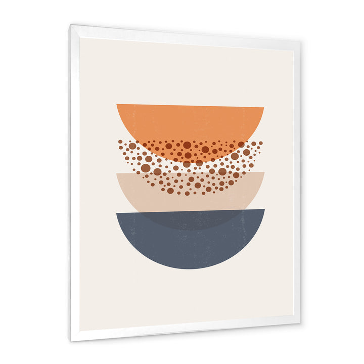 Abstract Sun &amp; Moon Geometrics In Blue &amp; Orange Framed Print Matte White - 1.5" Width