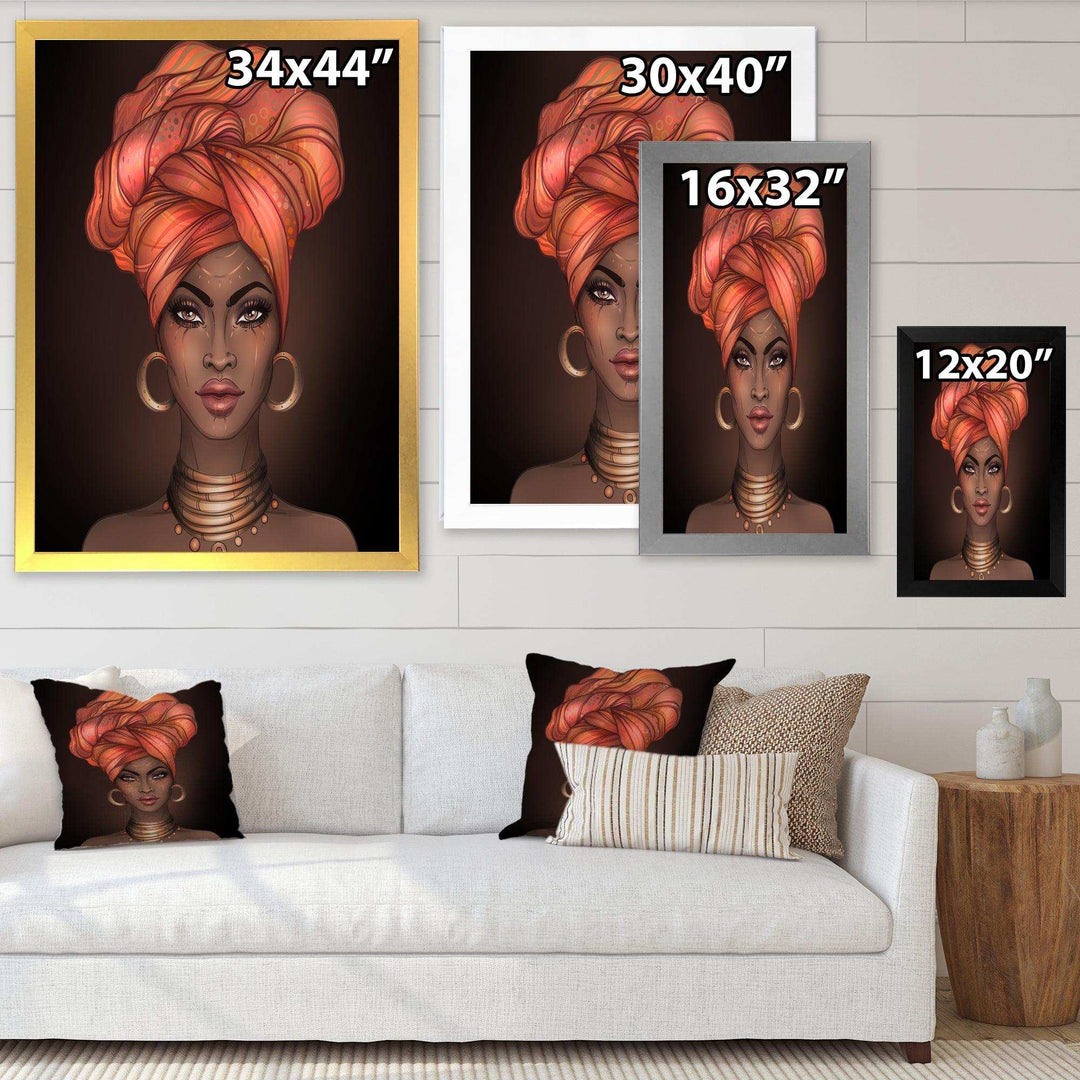 African American Woman with Turban V - Modern Living Room Wall Decor