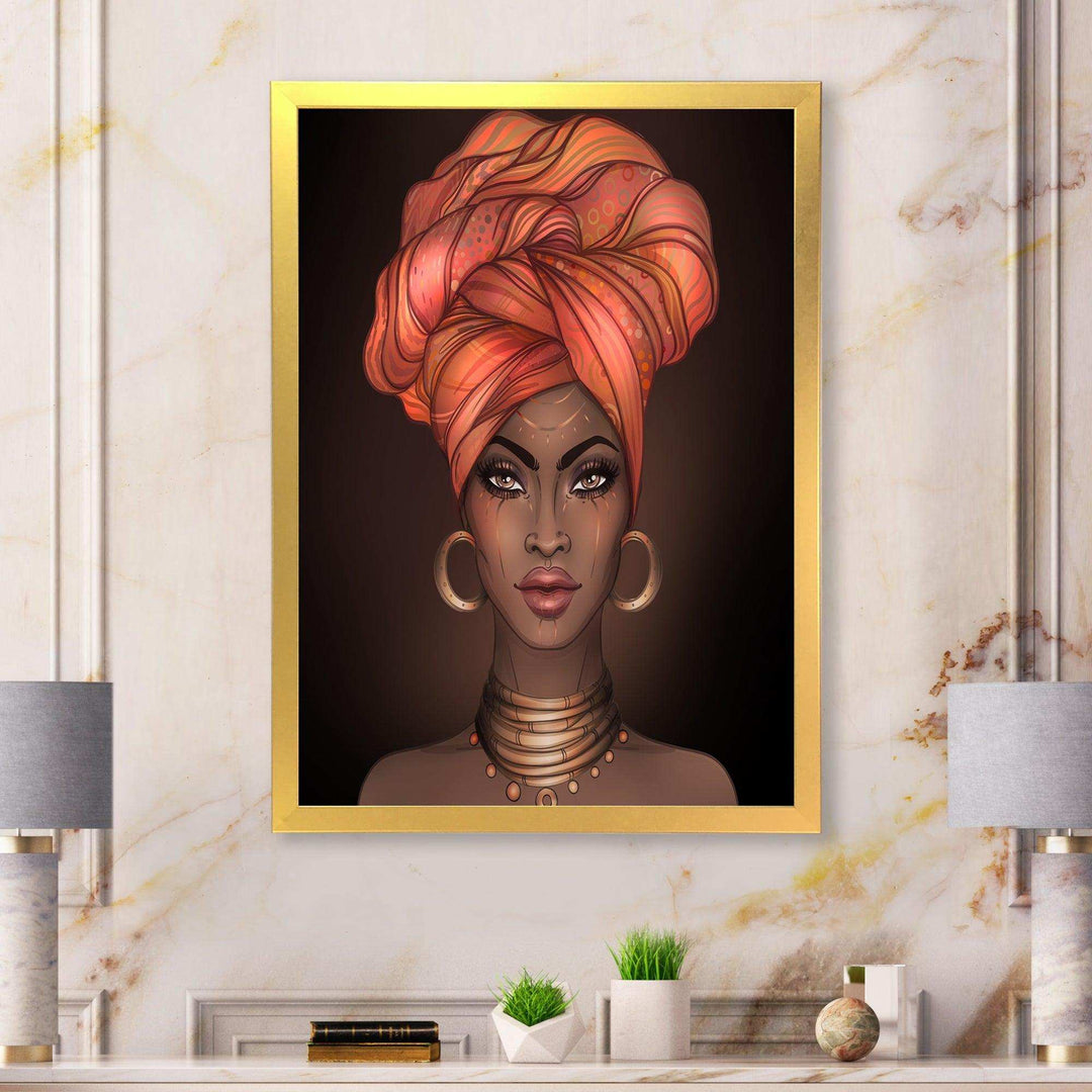 African American Woman with Turban V - Modern Living Room Wall Decor
