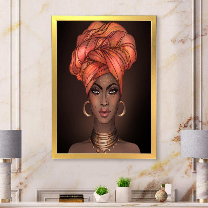 African American Woman with Turban V - Modern Living Room Wall Decor