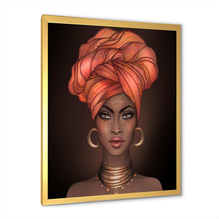 African American Woman with Turban V - Modern Living Room Wall Decor