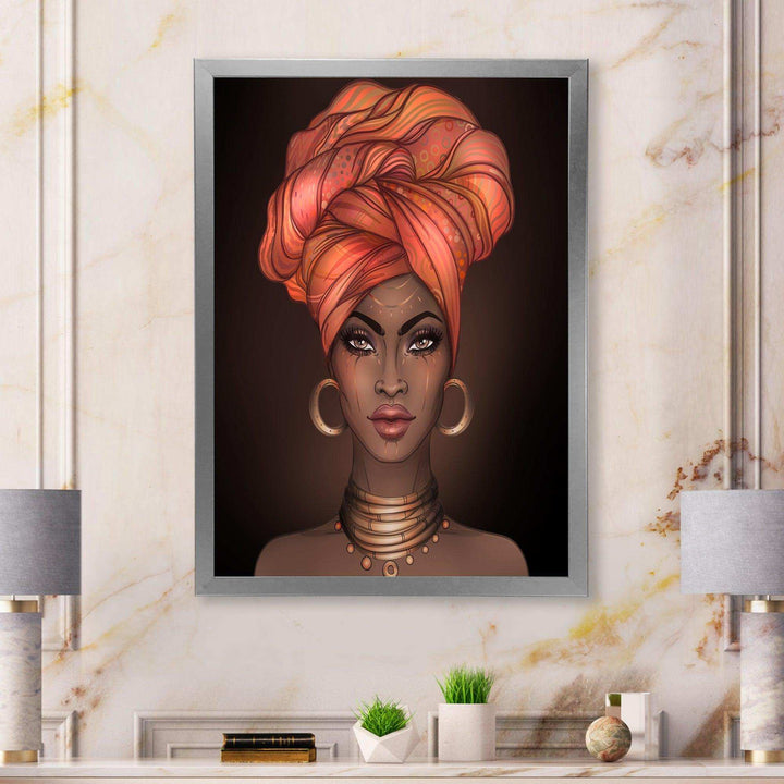 African American Woman with Turban V - Modern Living Room Wall Decor