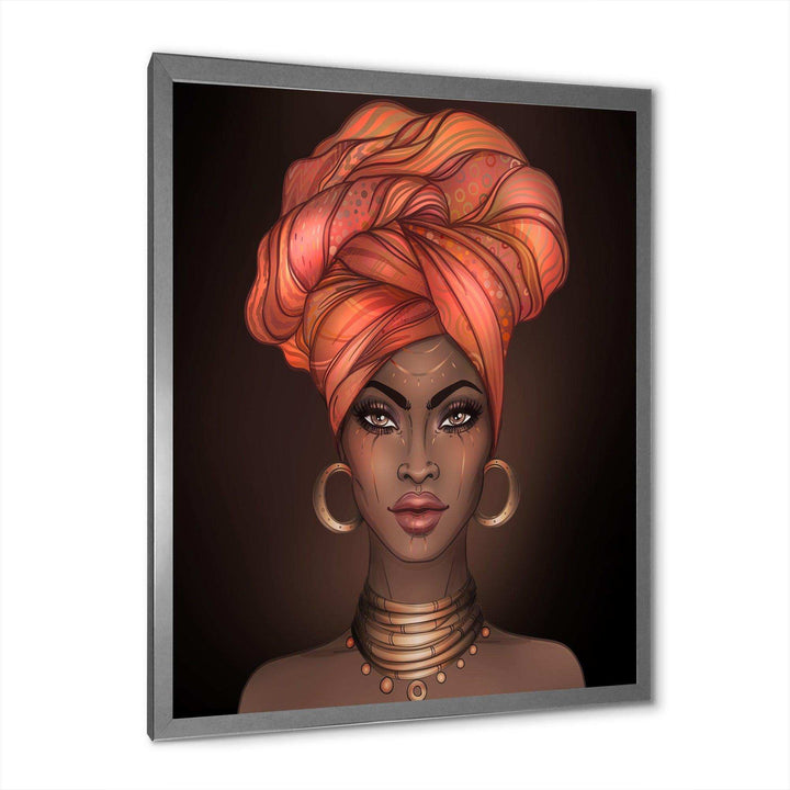 African American Woman with Turban V - Modern Living Room Wall Decor