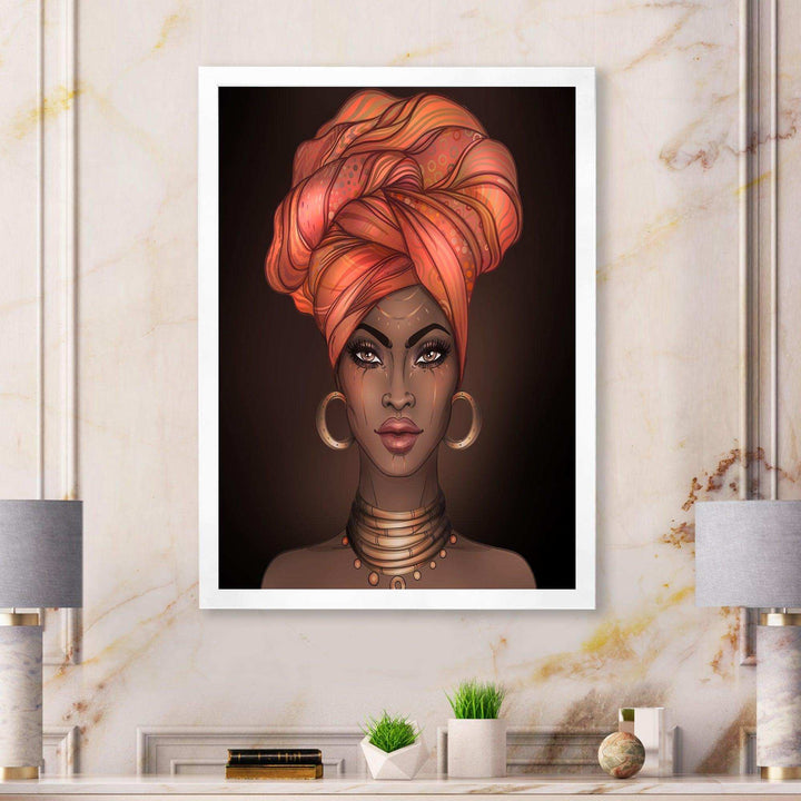 African American Woman with Turban V - Modern Living Room Wall Decor