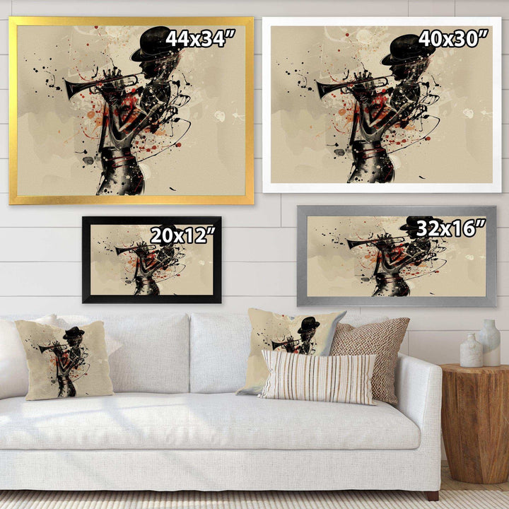 Woman Playing Jazz Trumpet - Modern Bedroom Wall Art