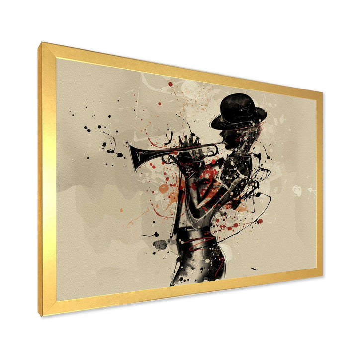 Woman Playing Jazz Trumpet - Modern Bedroom Wall Art