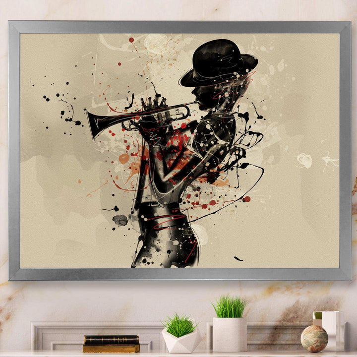 Woman Playing Jazz Trumpet - Modern Bedroom Wall Art