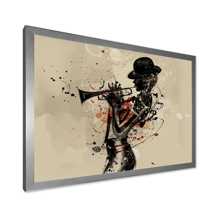 Woman Playing Jazz Trumpet - Modern Bedroom Wall Art