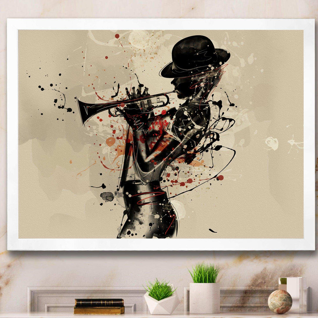Woman Playing Jazz Trumpet - Modern Bedroom Wall Art