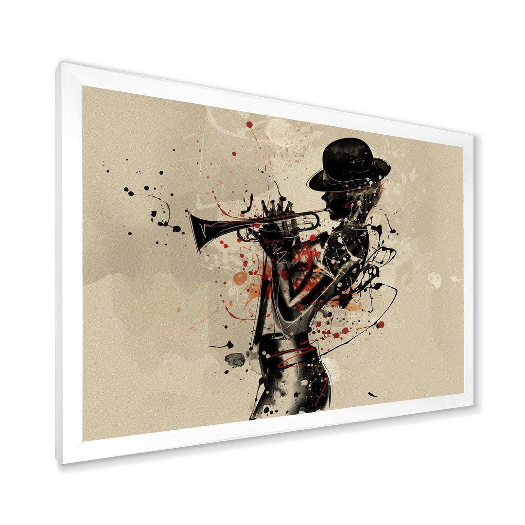 Woman Playing Jazz Trumpet - Modern Bedroom Wall Art