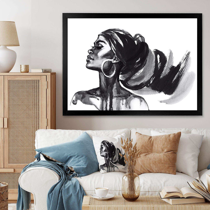 Monochrome Portrait of African American Woman IV - Modern Bedroom Wall Art