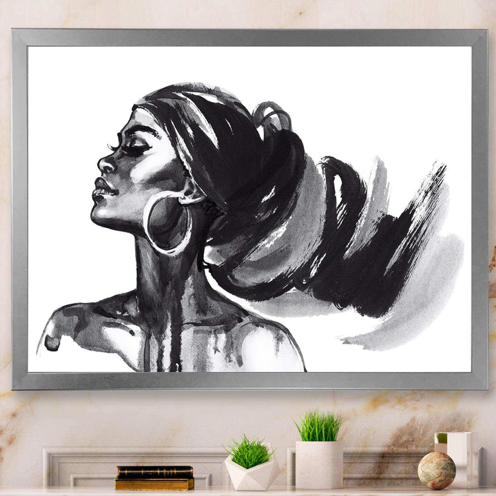 Monochrome Portrait of African American Woman IV - Modern Bedroom Wall Art