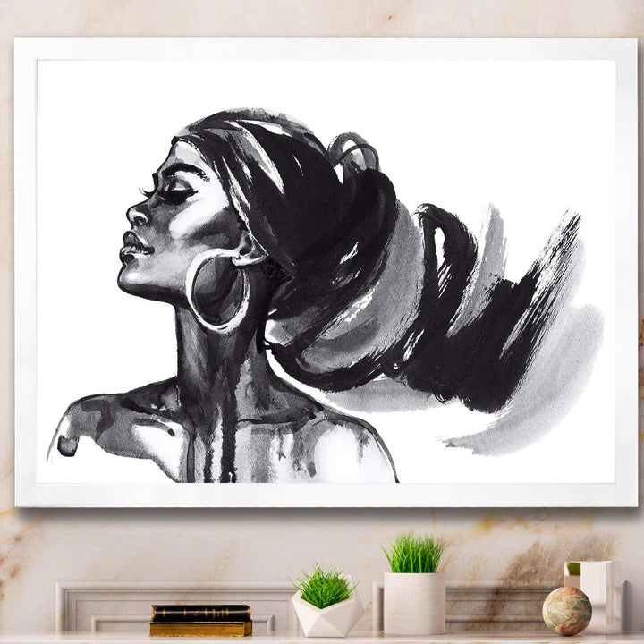 Monochrome Portrait of African American Woman IV - Modern Bedroom Wall Art