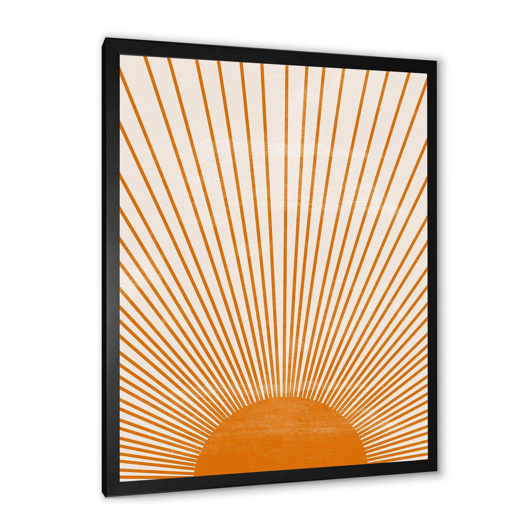 Designart Orange Sun Print III - Modern Bedroom Wall Art