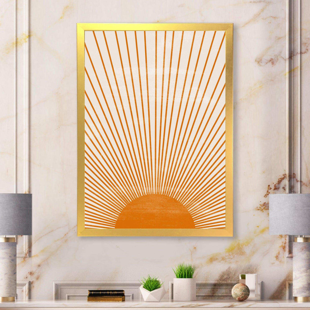 Designart Orange Sun Print III - Modern Bedroom Wall Art