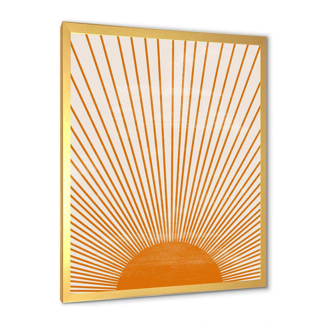 Designart Orange Sun Print III - Modern Bedroom Wall Art