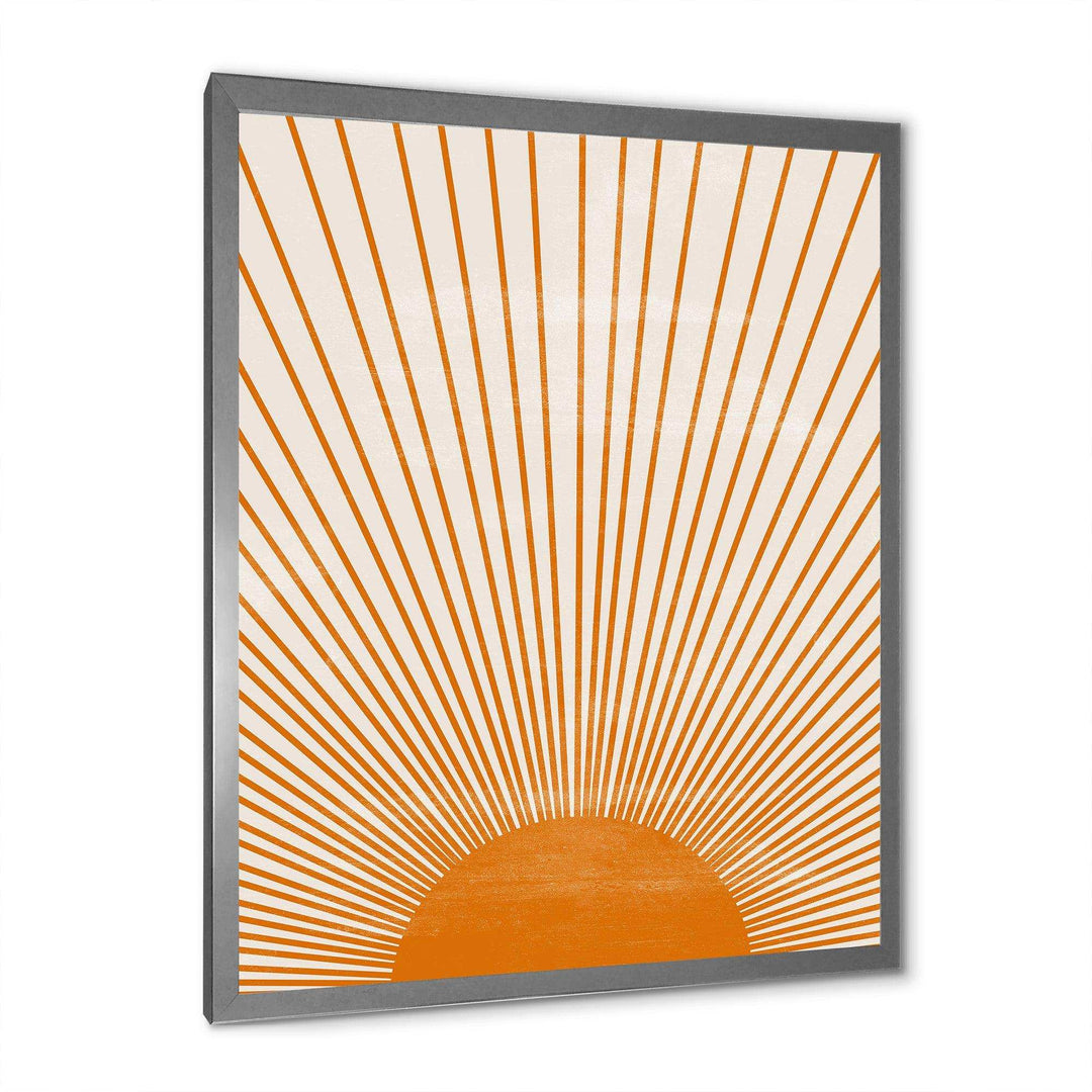 Designart Orange Sun Print III - Modern Bedroom Wall Art