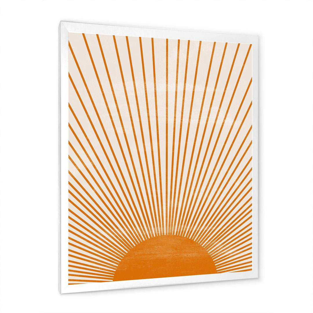 Designart Orange Sun Print III - Modern Bedroom Wall Art