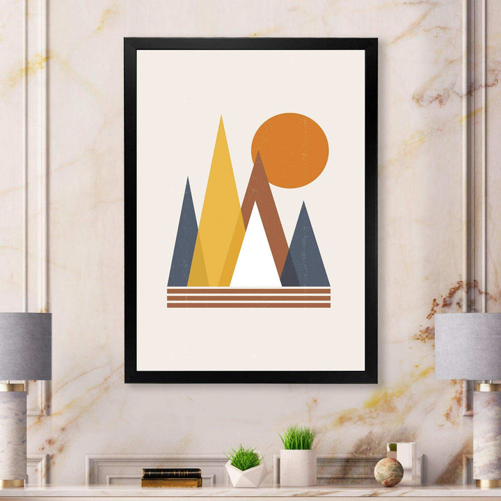 Mountain Abstract and Sun - Modern Canvas Wall Art