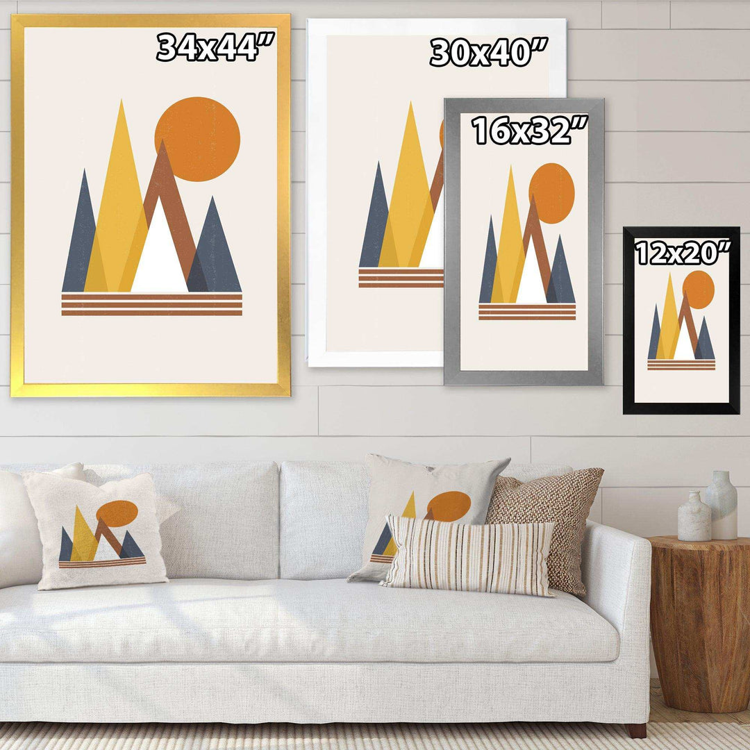 Mountain Abstract and Sun - Modern Canvas Wall Art