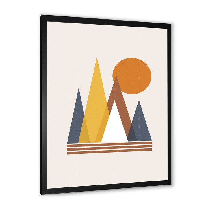 Mountain Abstract and Sun - Modern Canvas Wall Art