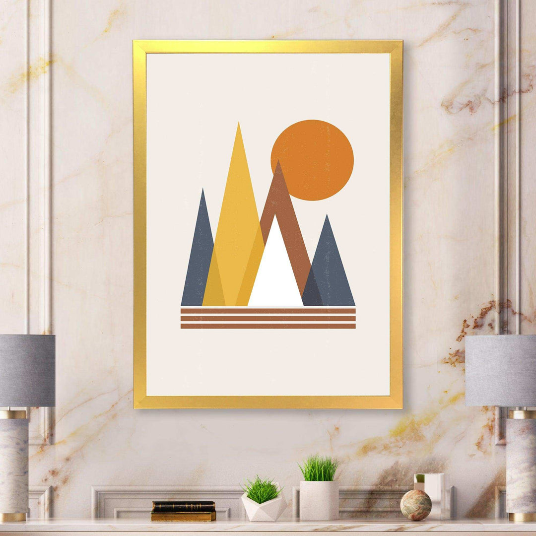 Mountain Abstract and Sun - Modern Canvas Wall Art