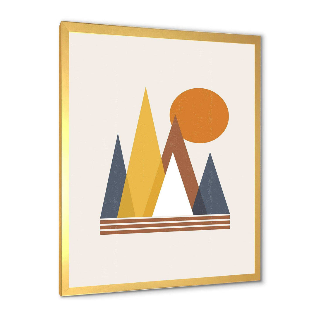 Mountain Abstract and Sun - Modern Canvas Wall Art