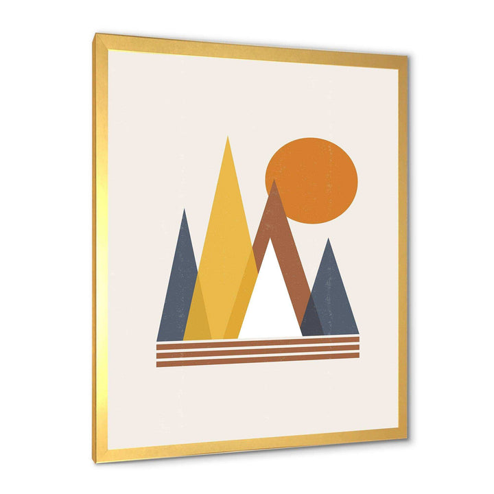 Mountain Abstract and Sun - Modern Canvas Wall Art