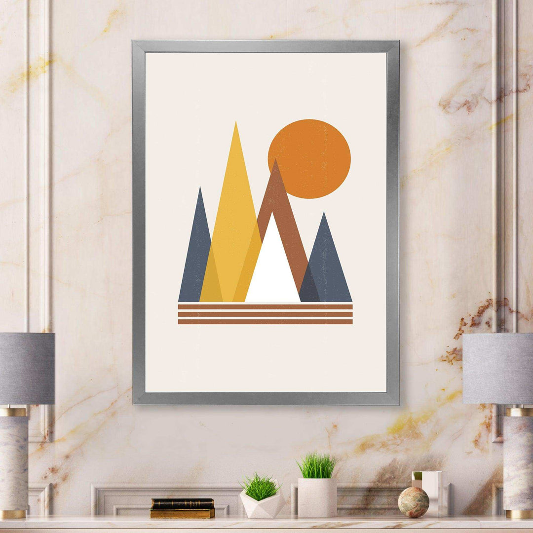 Mountain Abstract and Sun - Modern Canvas Wall Art