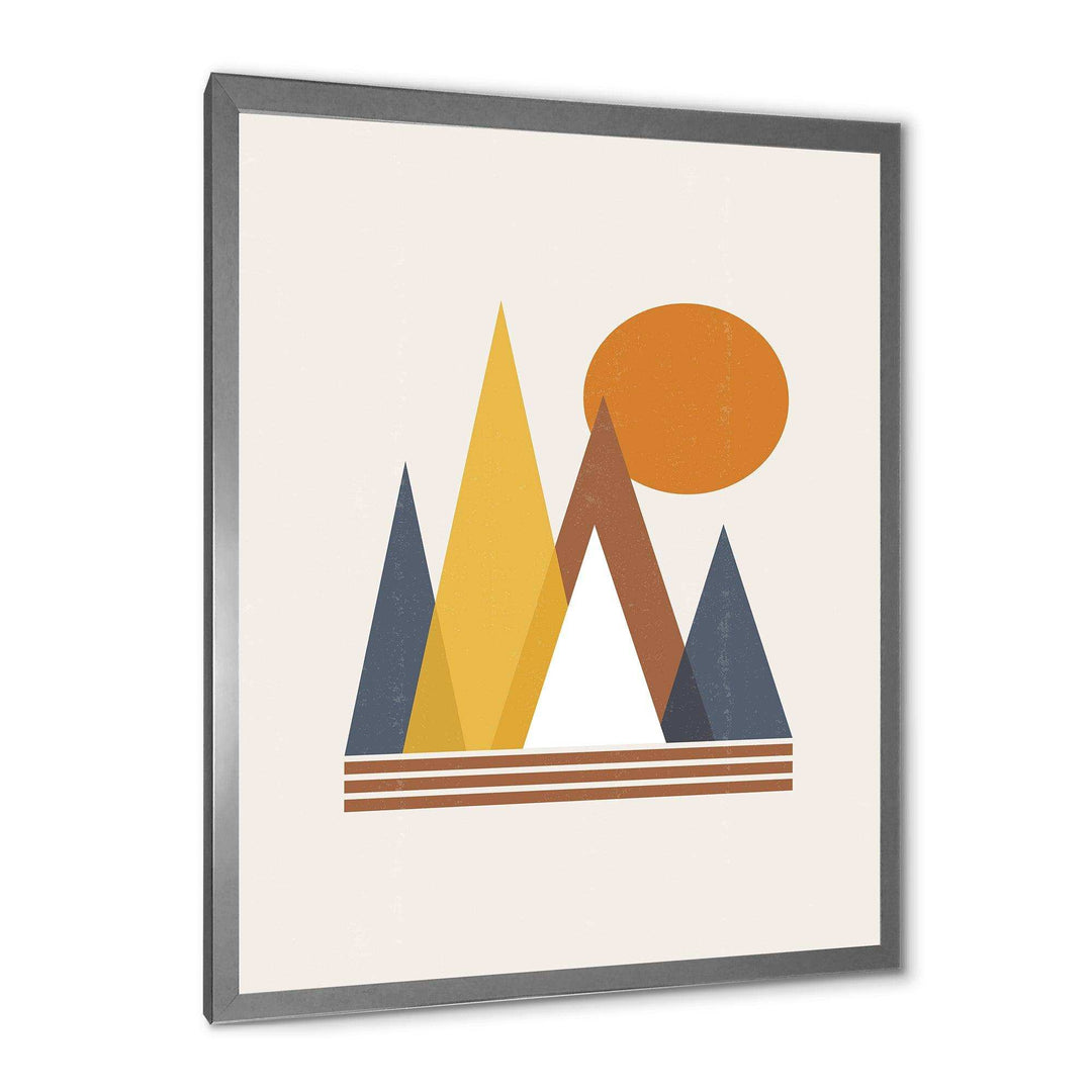 Mountain Abstract and Sun - Modern Canvas Wall Art