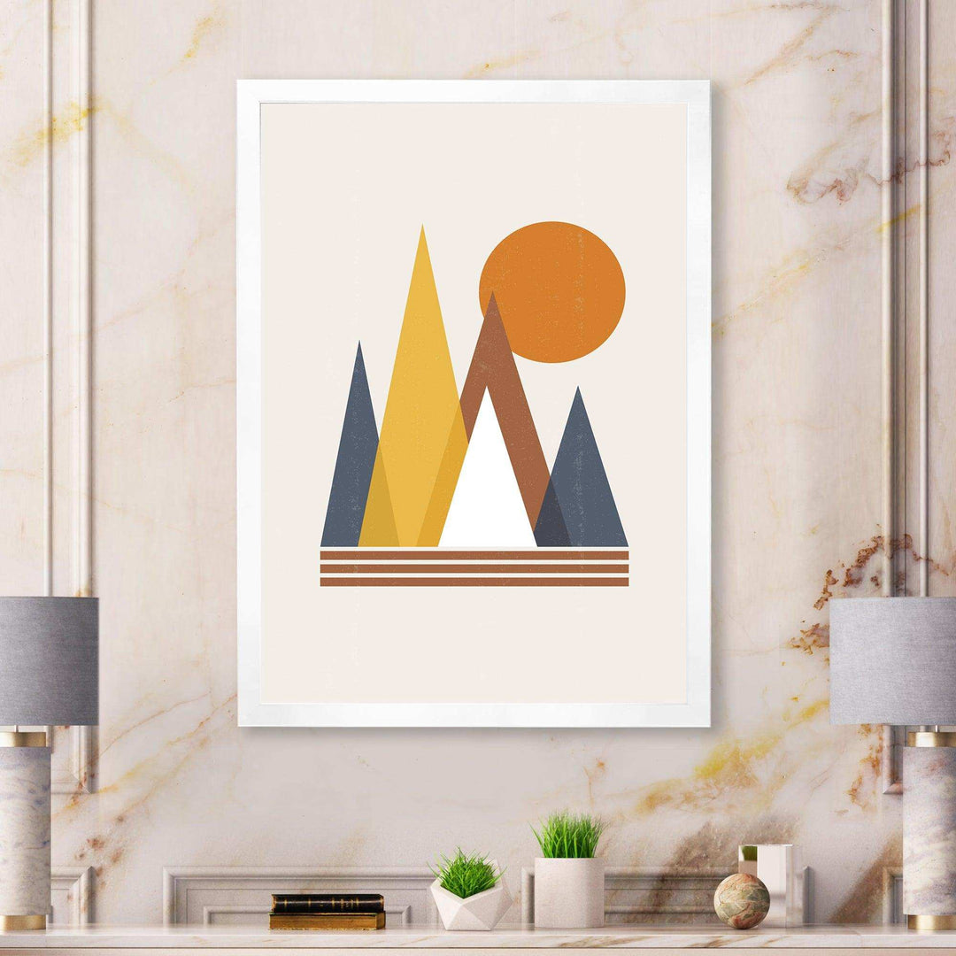 Mountain Abstract and Sun - Modern Canvas Wall Art